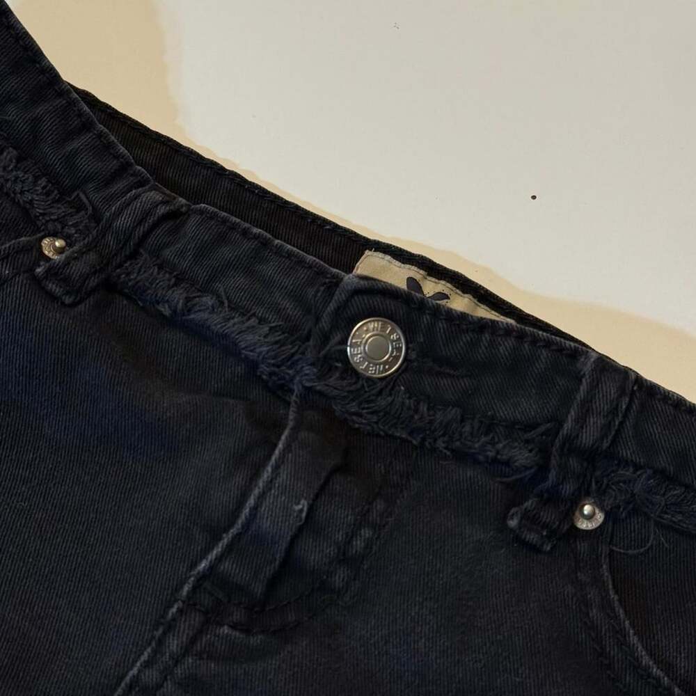 VTG Y2K Wet Seal Black Micro Denim Booty Shorts Whimsigoth Festival - Picture 4 of 7